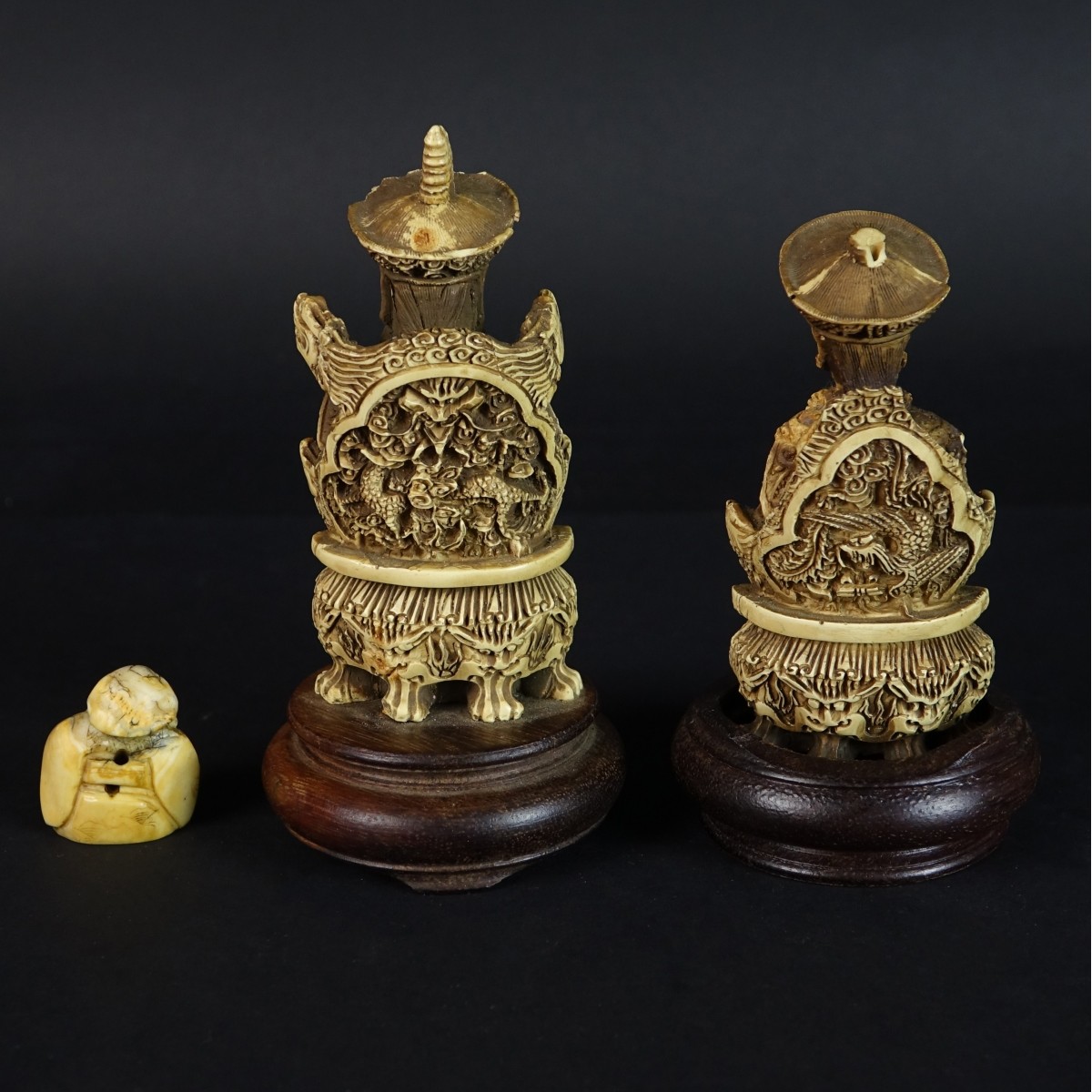 Three (3) Oriental Carved Figurines