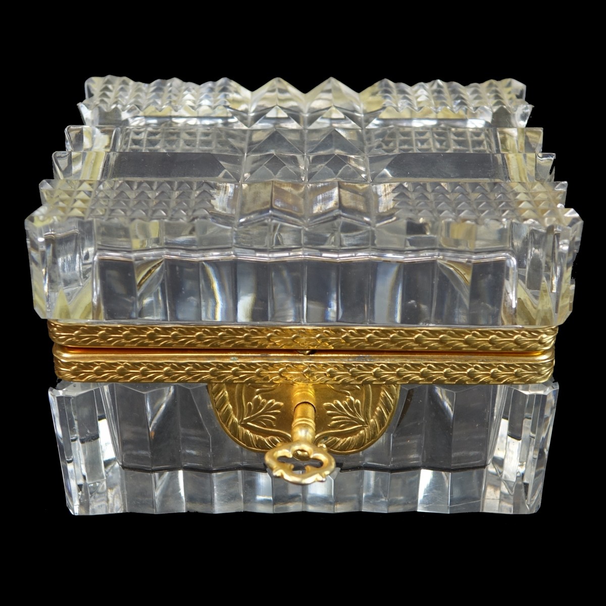 Vintage French Crystal and Brass Vanity Box
