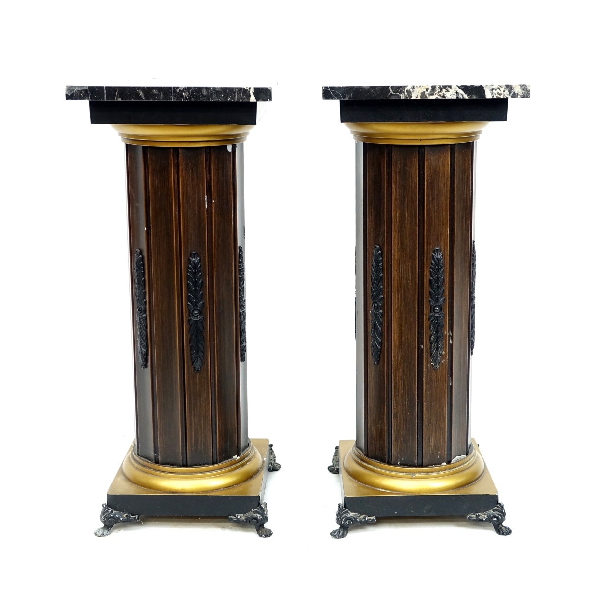 Pair of Neoclassical Style Marble Top Pedestals