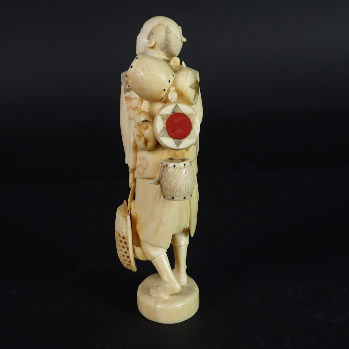 19th C. Japanese Basket Seller Figurine