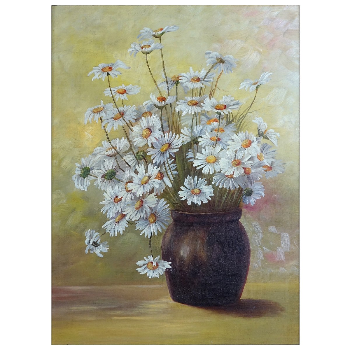Antique Oil on Canvas "Still Life Daisies"