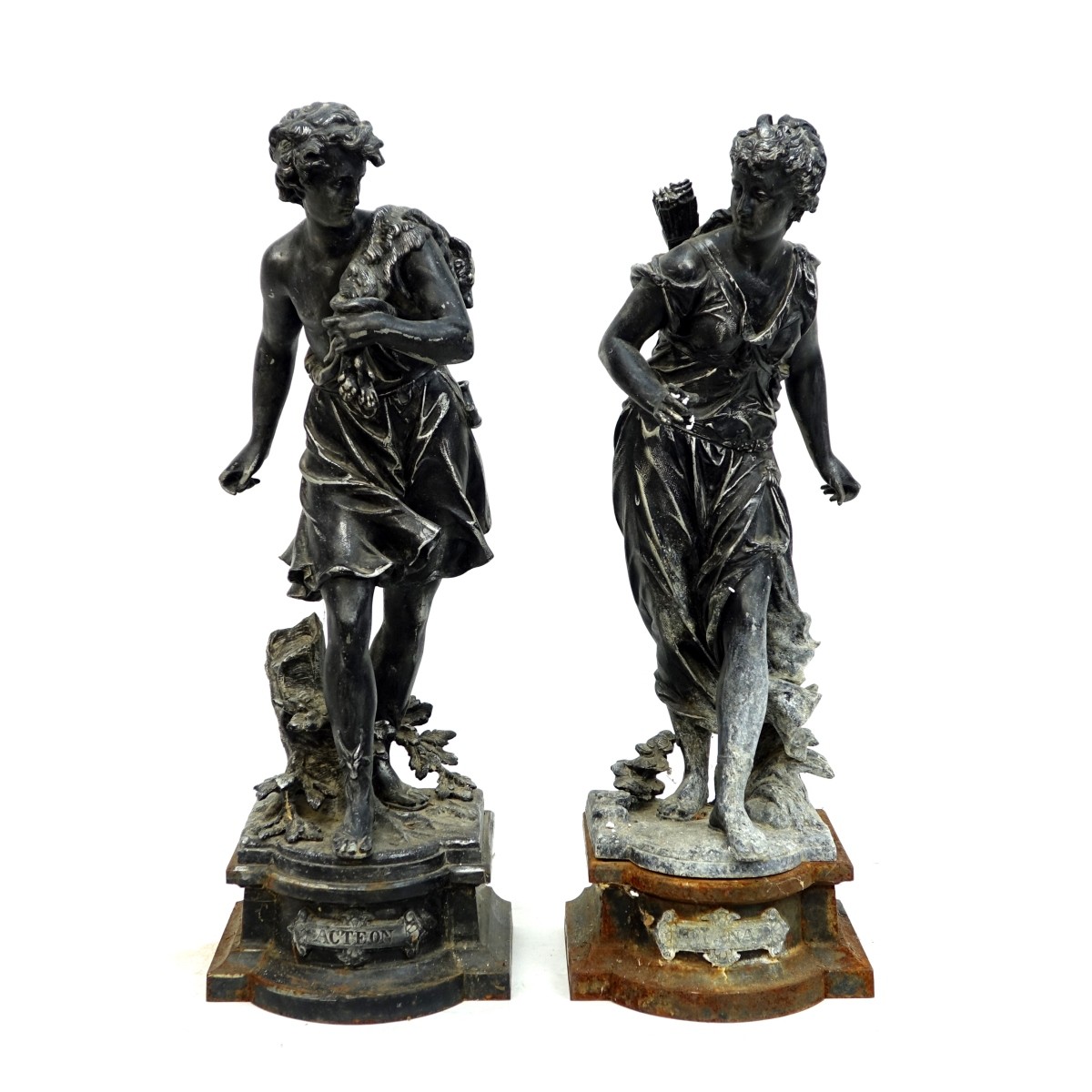 Pair of White Metal Sculptures