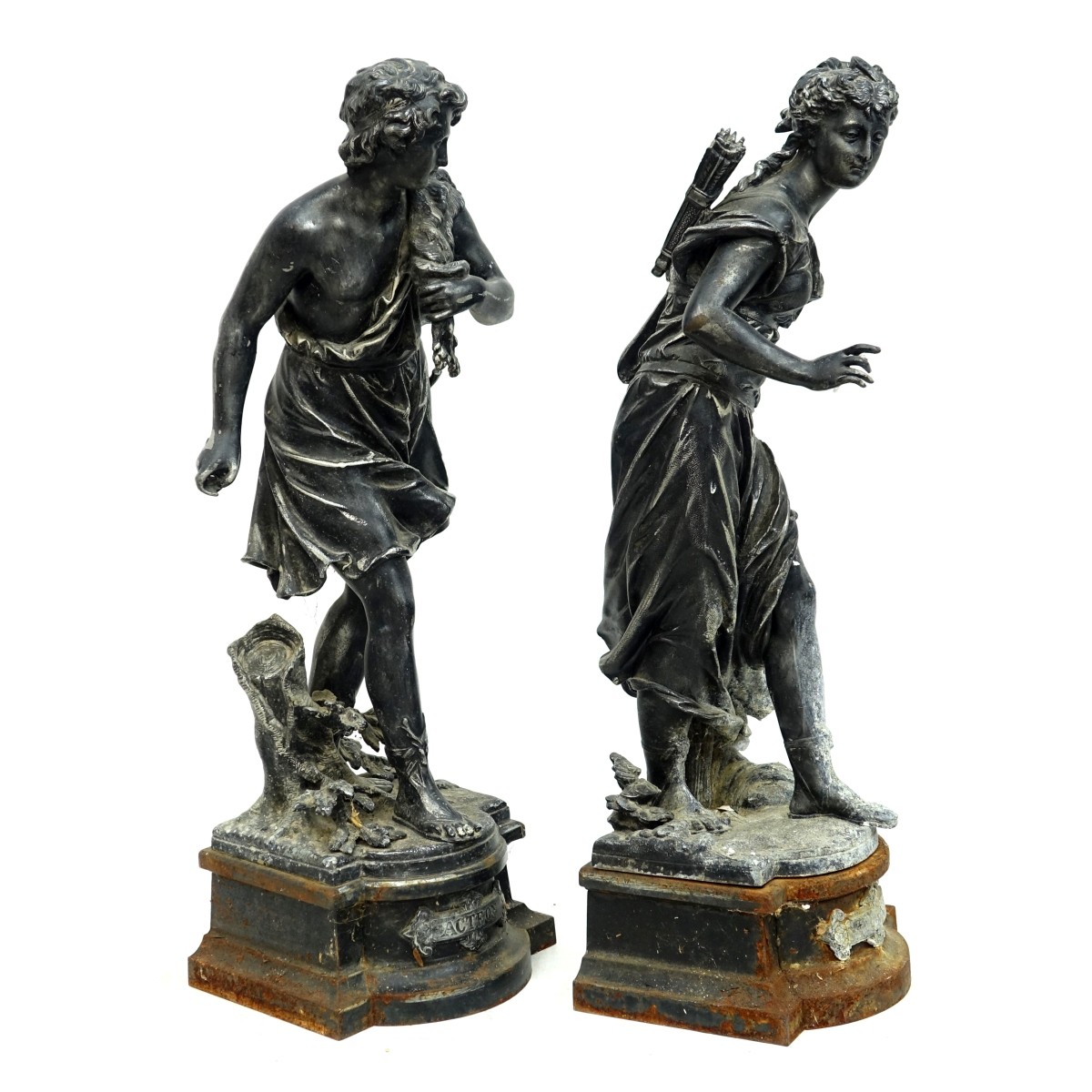 Pair of White Metal Sculptures