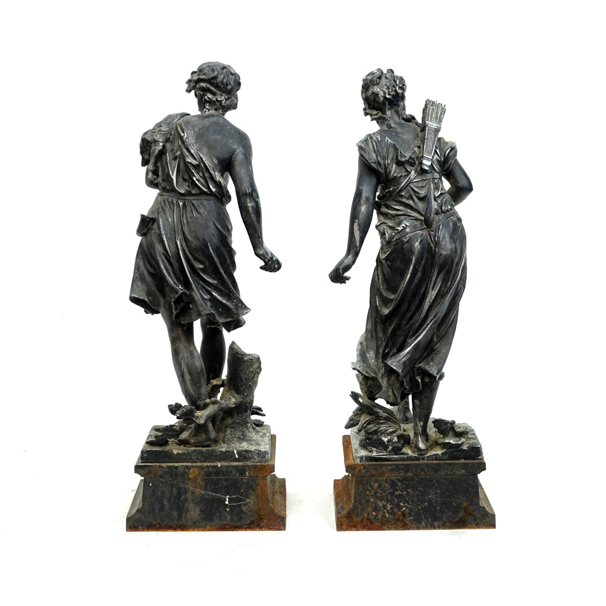 Pair of White Metal Sculptures