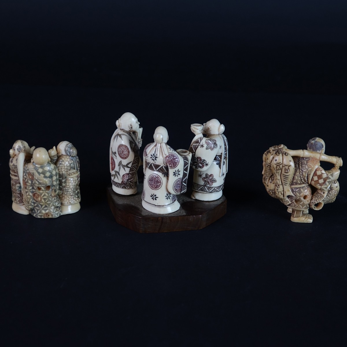 Three (3) Antique Japanese Carved Figurines