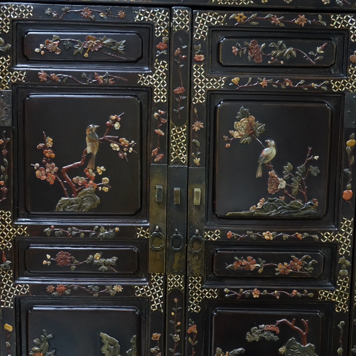 Antique Chinese Black Lacquered & MOP Cabinet