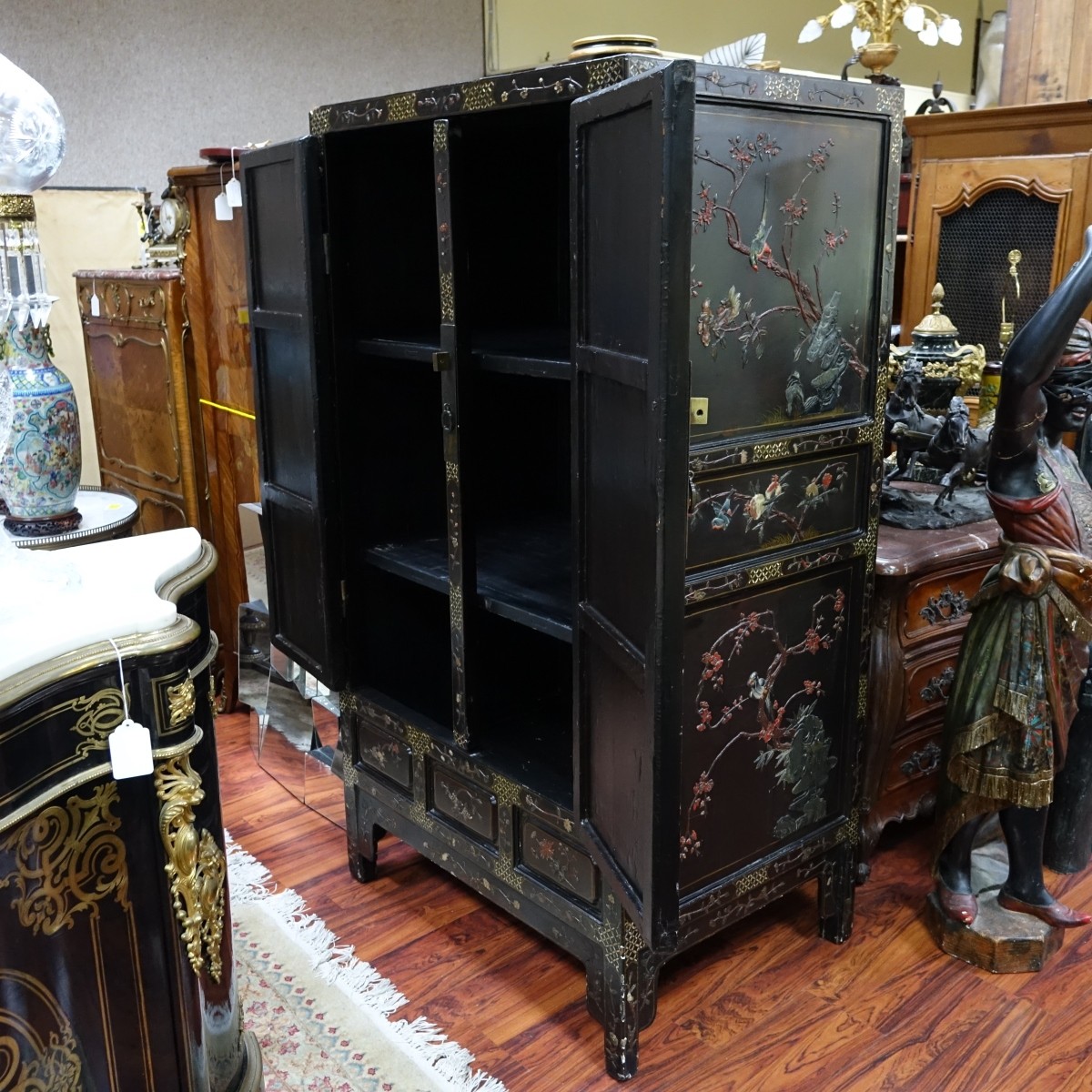 Antique Chinese Black Lacquered & MOP Cabinet