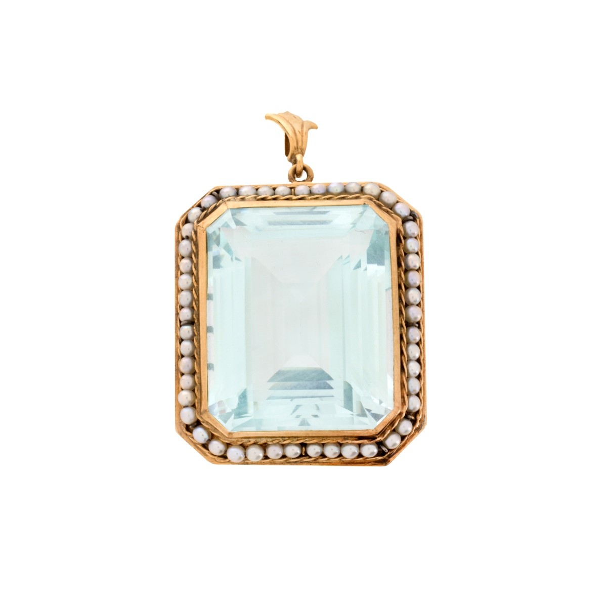 Aquamarine, Pearl and 14K Pendant