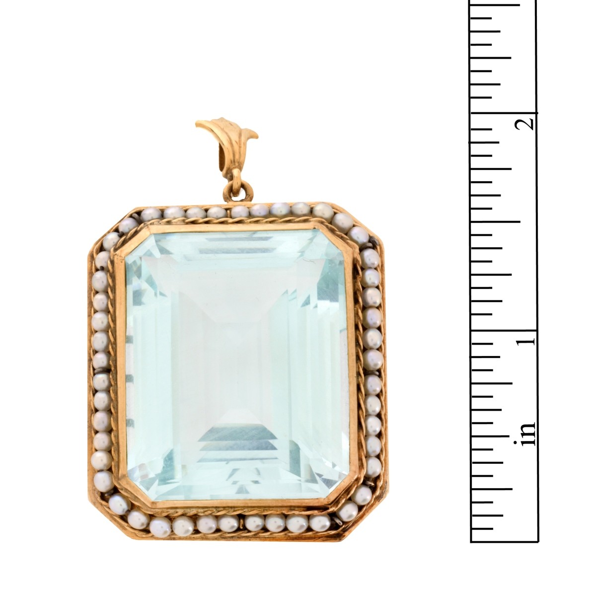 Aquamarine, Pearl and 14K Pendant