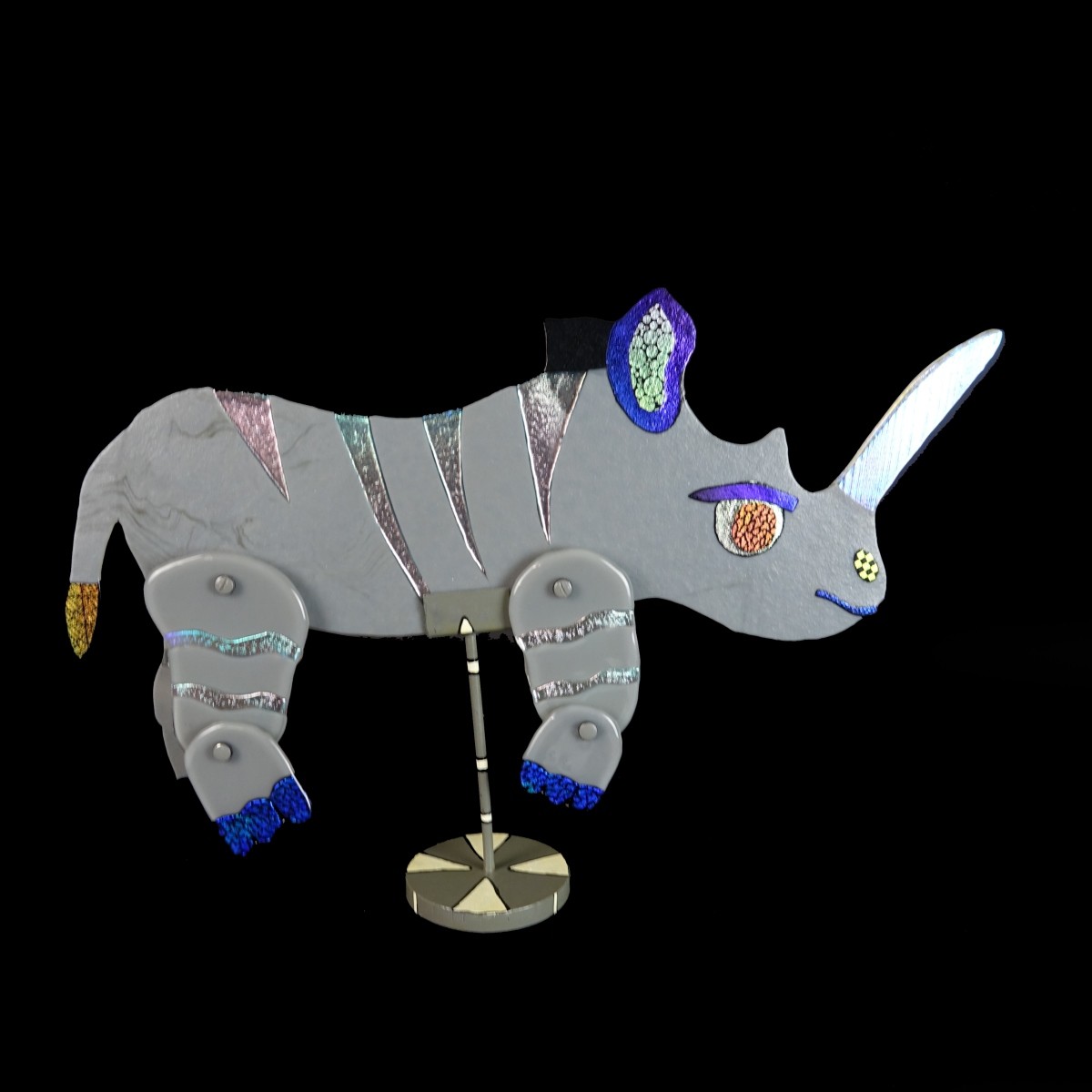 Modern Art Glass Rhino Sculpture
