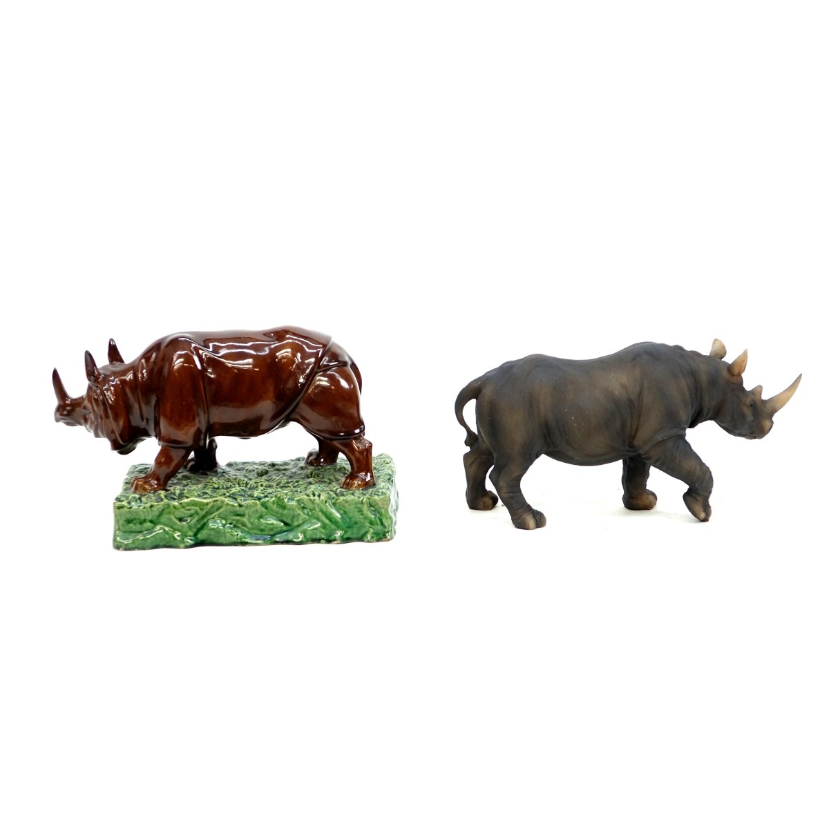 Two (2) Rhino Figurines