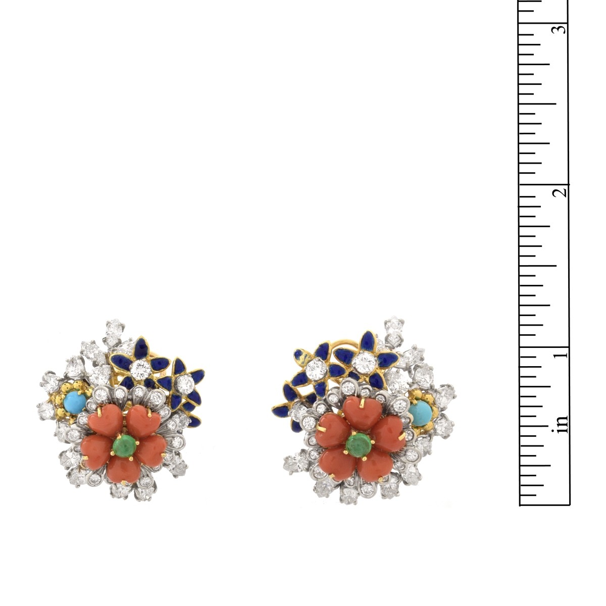 Diamond, Multi Gemstone and 18K Earrings