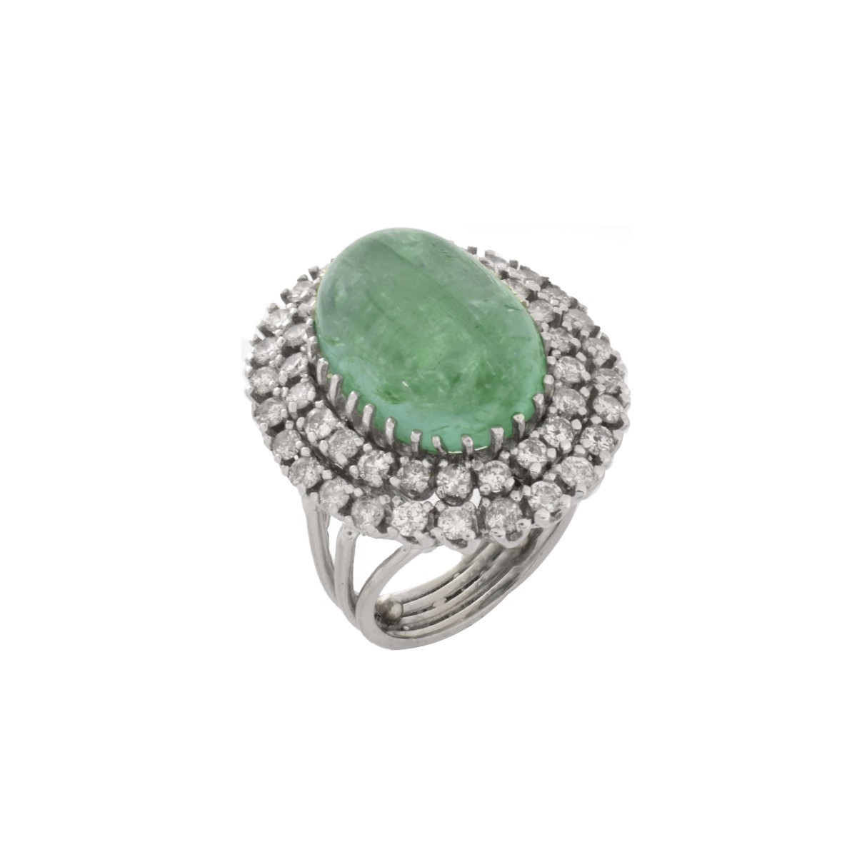 Emerald, Diamond and 14K Ring