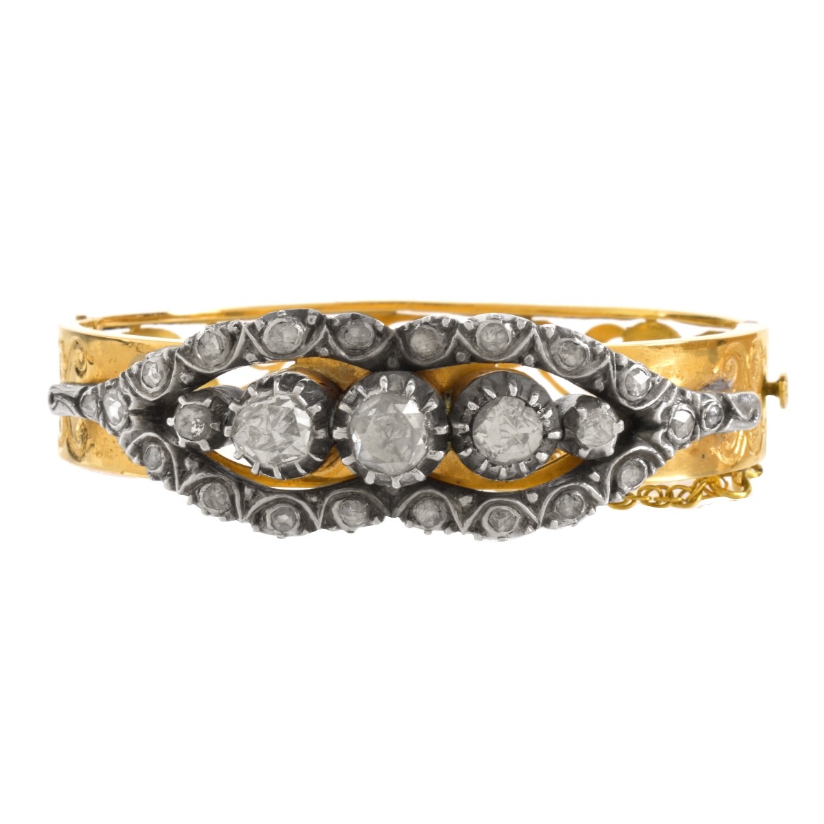 Antique Diamond and 14K Bangle Bracelet