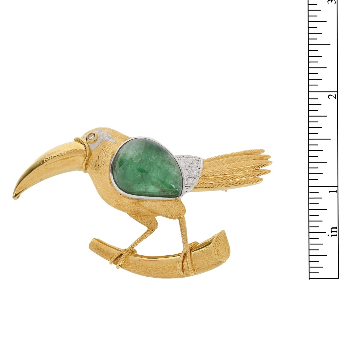 Emerald, Diamond and 18K Bird Brooch