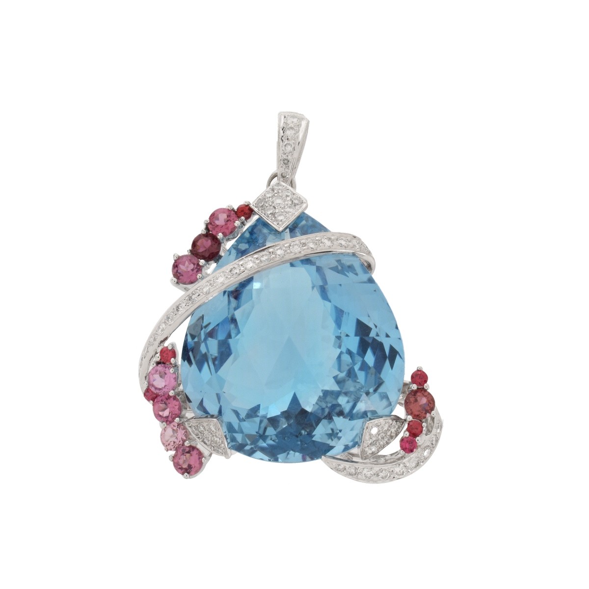 Topaz, Sapphire, Diamond and 18K Pendant