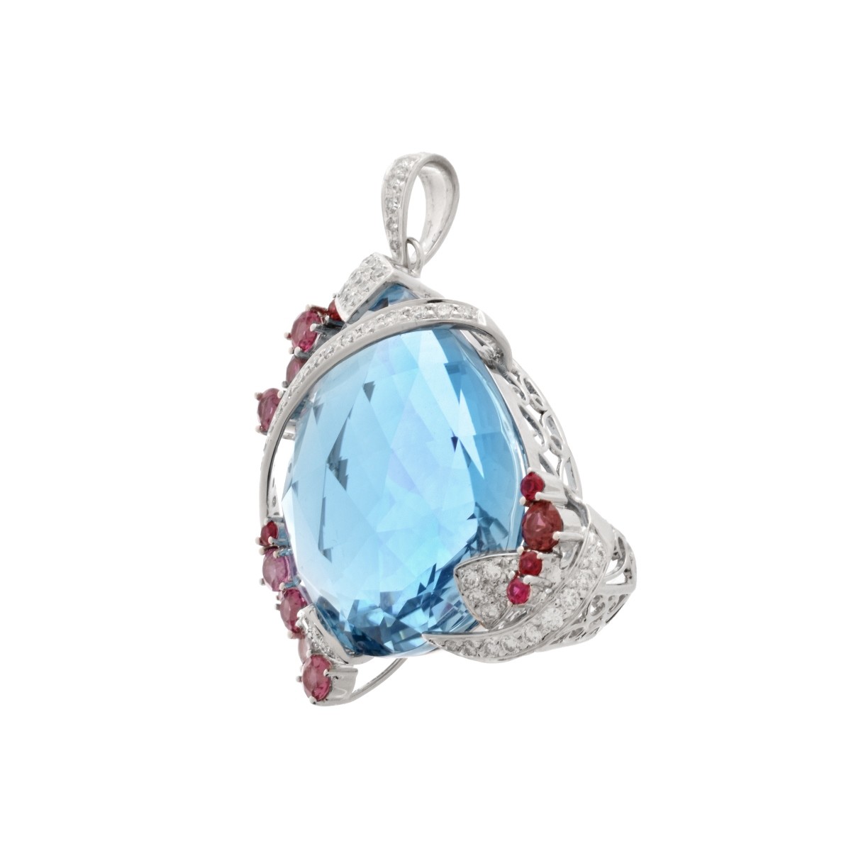 Topaz, Sapphire, Diamond and 18K Pendant