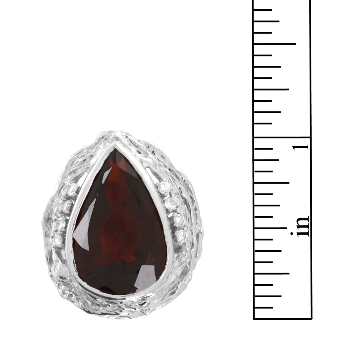 Garnet, Diamond and Platinum Ring