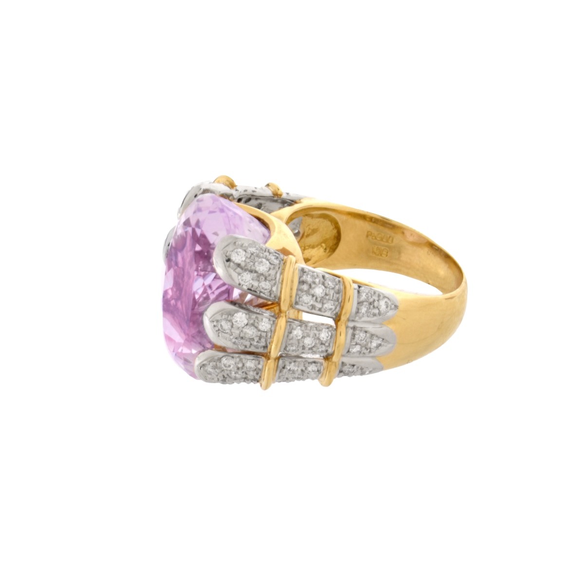 Kunzite, Diamond and 18K Ring