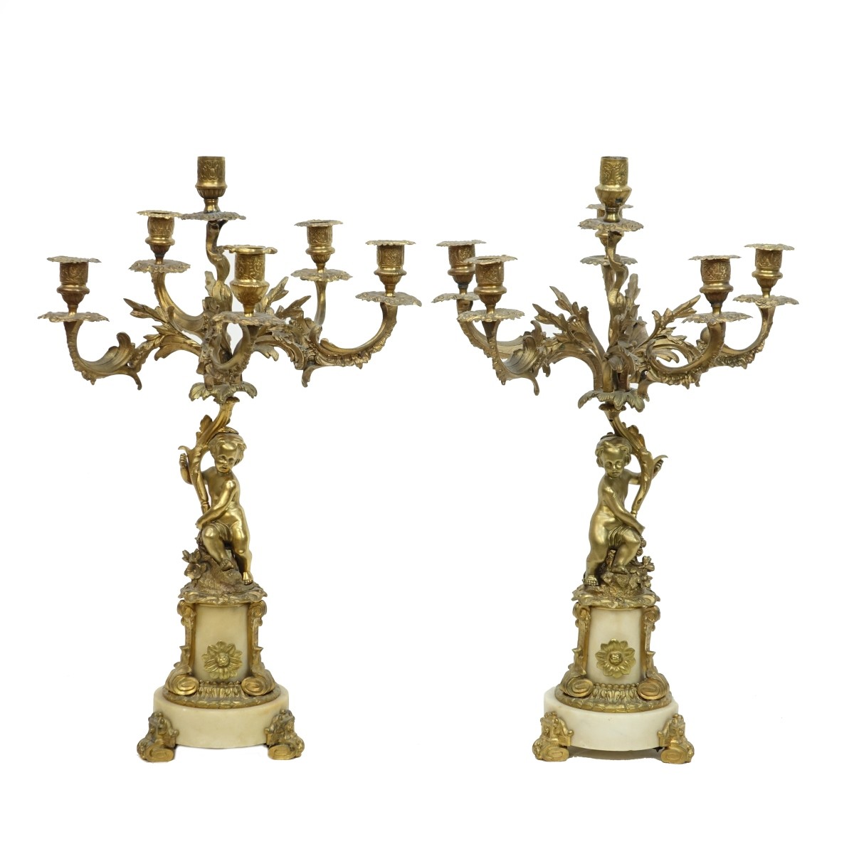 Pair of Antique French Bronze Candelabra