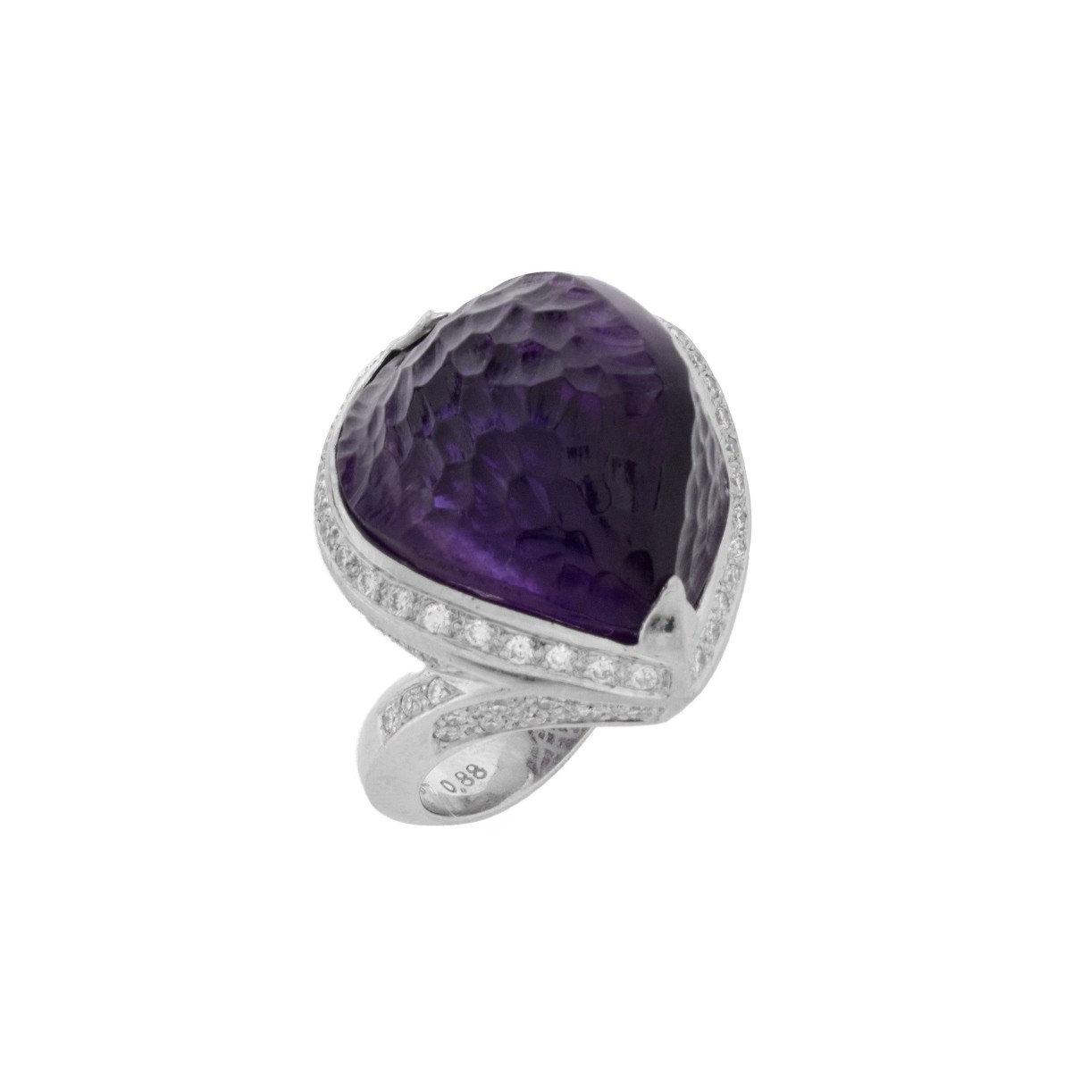 Amethyst, Diamond and Platinum Ring