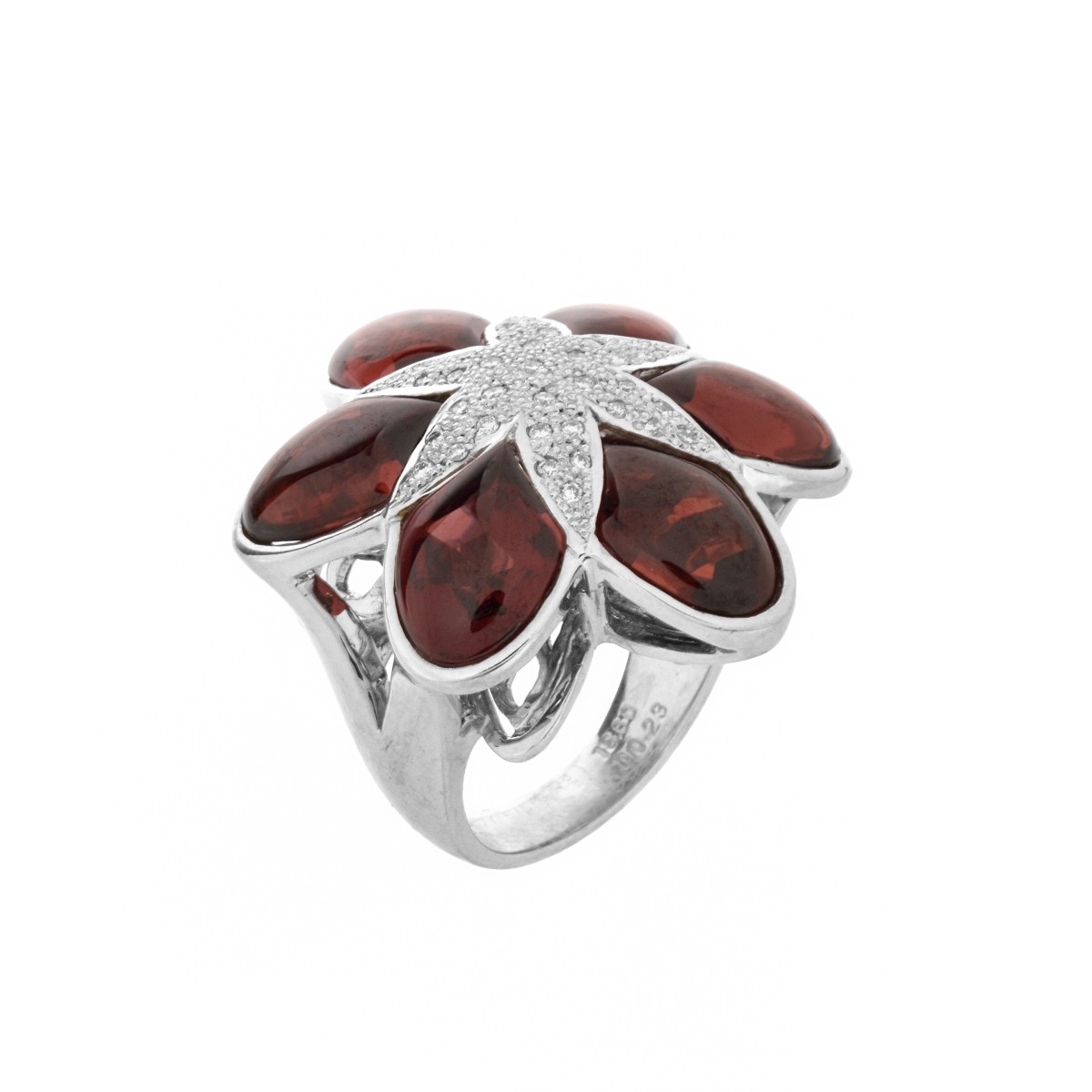 Garnet, Diamond and 18K Ring