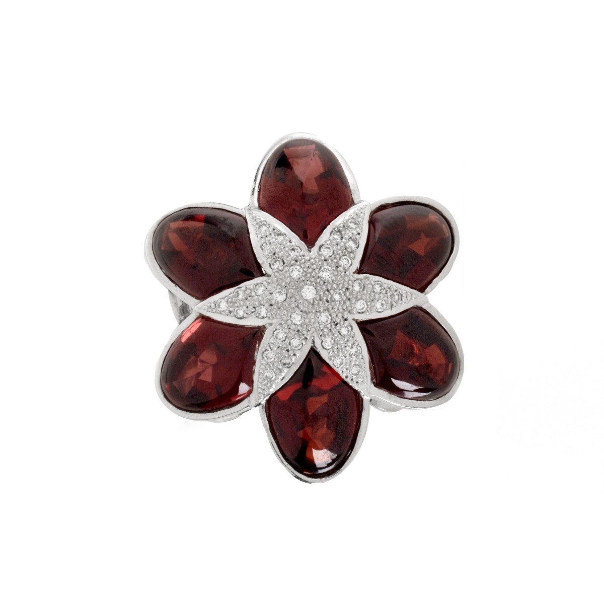 Garnet, Diamond and 18K Ring