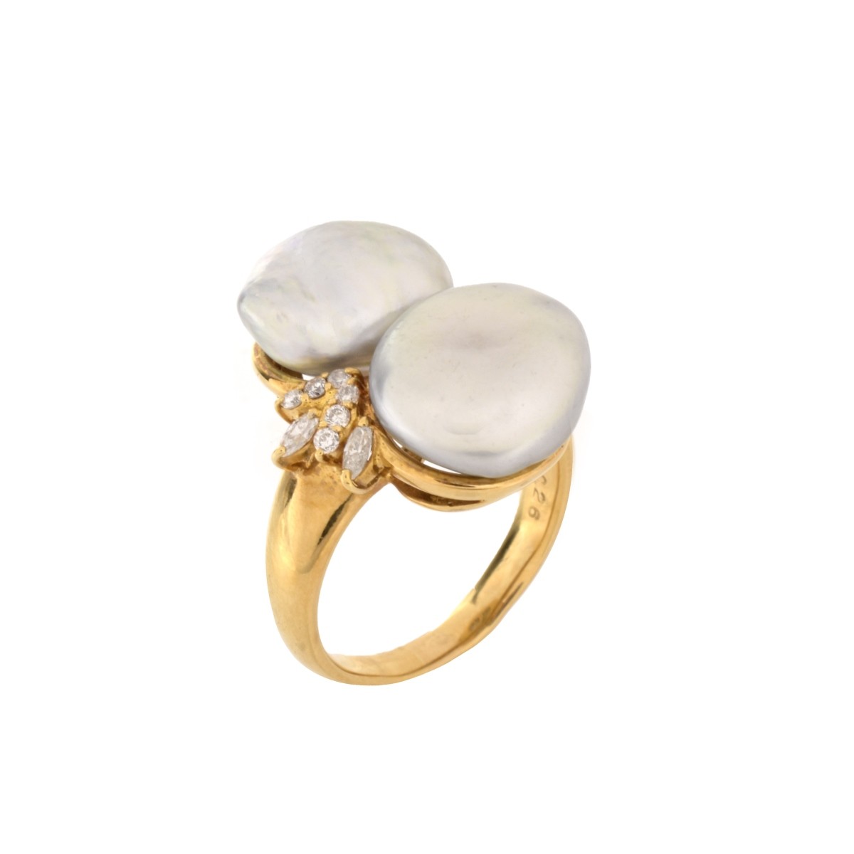 Pearl, Diamond and 18K Ring