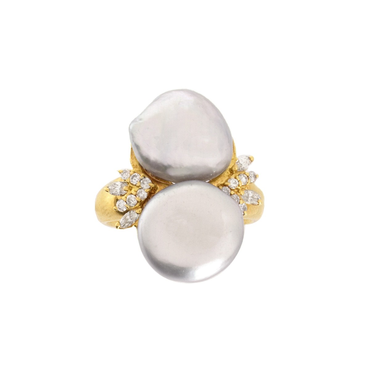 Pearl, Diamond and 18K Ring