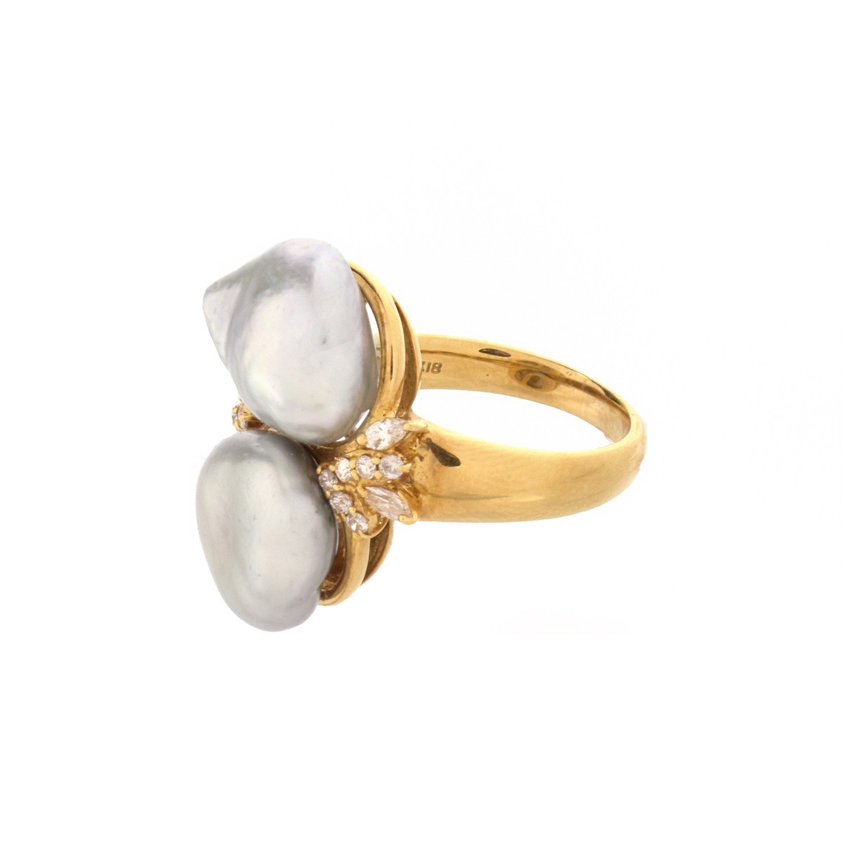 Pearl, Diamond and 18K Ring