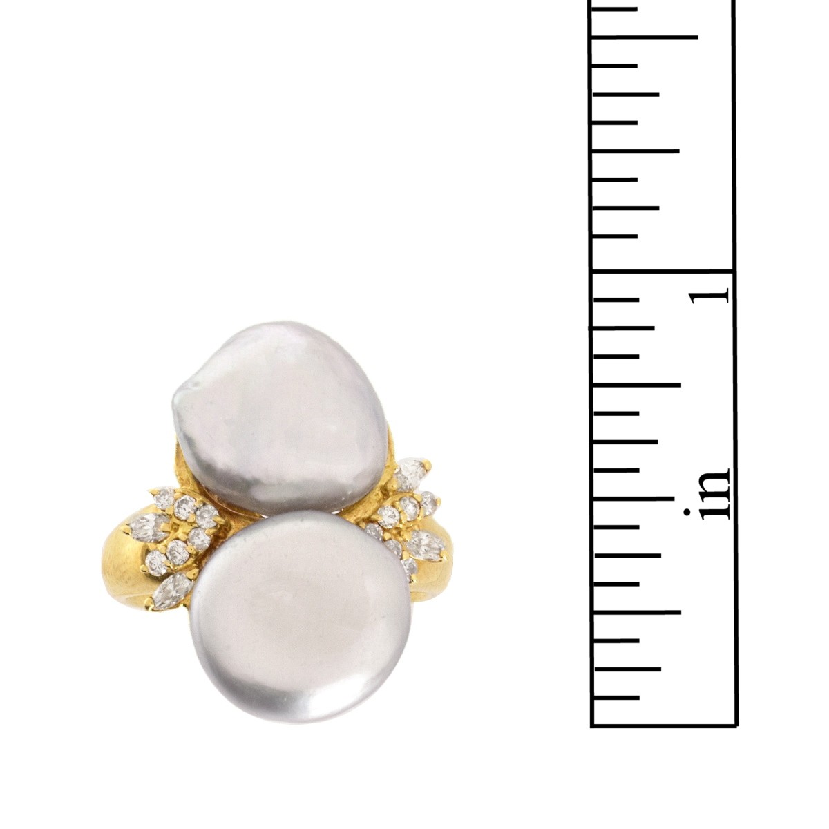 Pearl, Diamond and 18K Ring