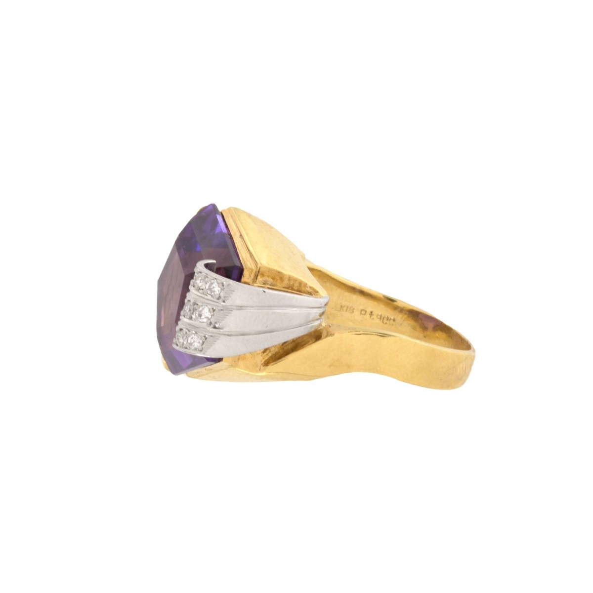 Amethyst, Diamond, 18K and Platinum Ring