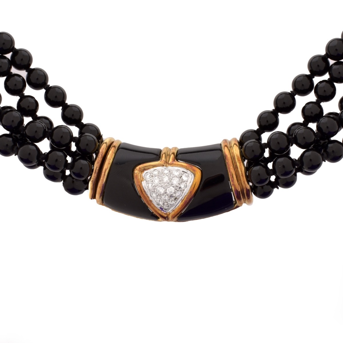 Diamond, Onyx and 14K Necklace