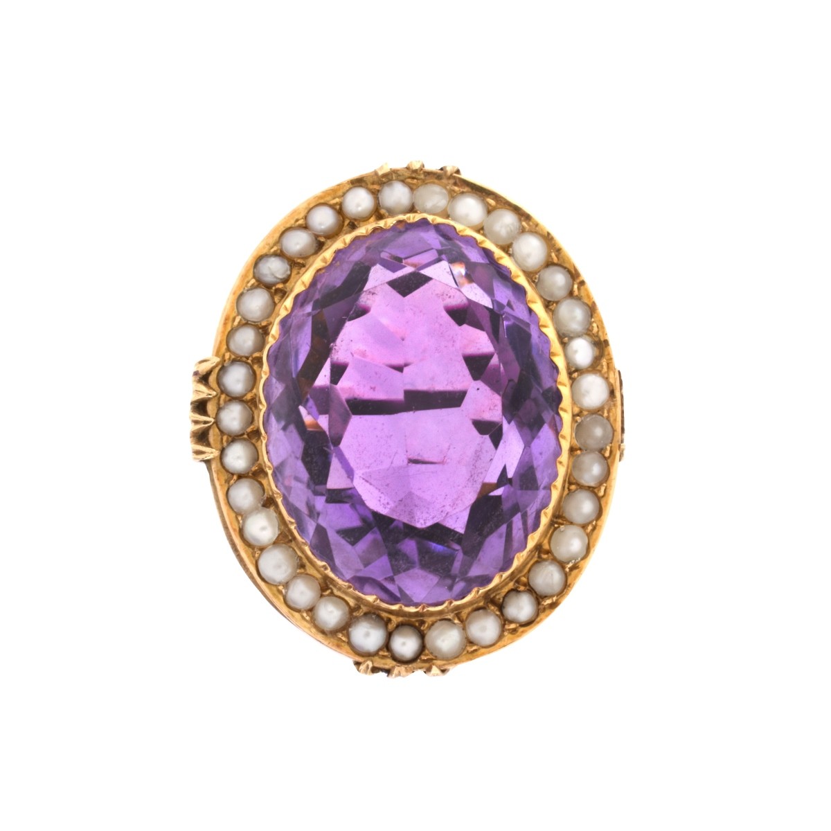 Amethyst, Pearl and 14K Ring