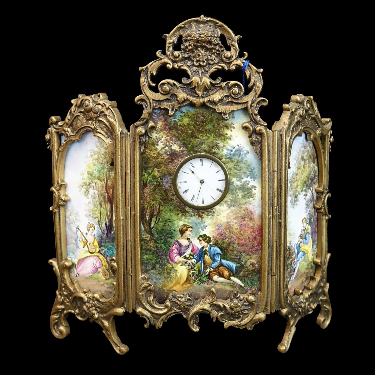 19th c. Austrian Bronze and Enamel Clock