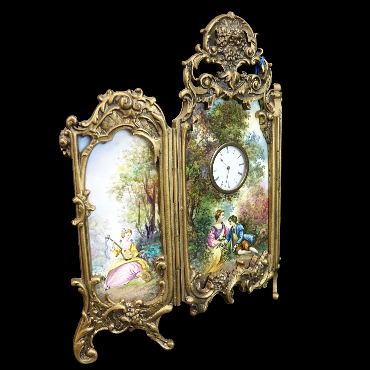 19th c. Austrian Bronze and Enamel Clock