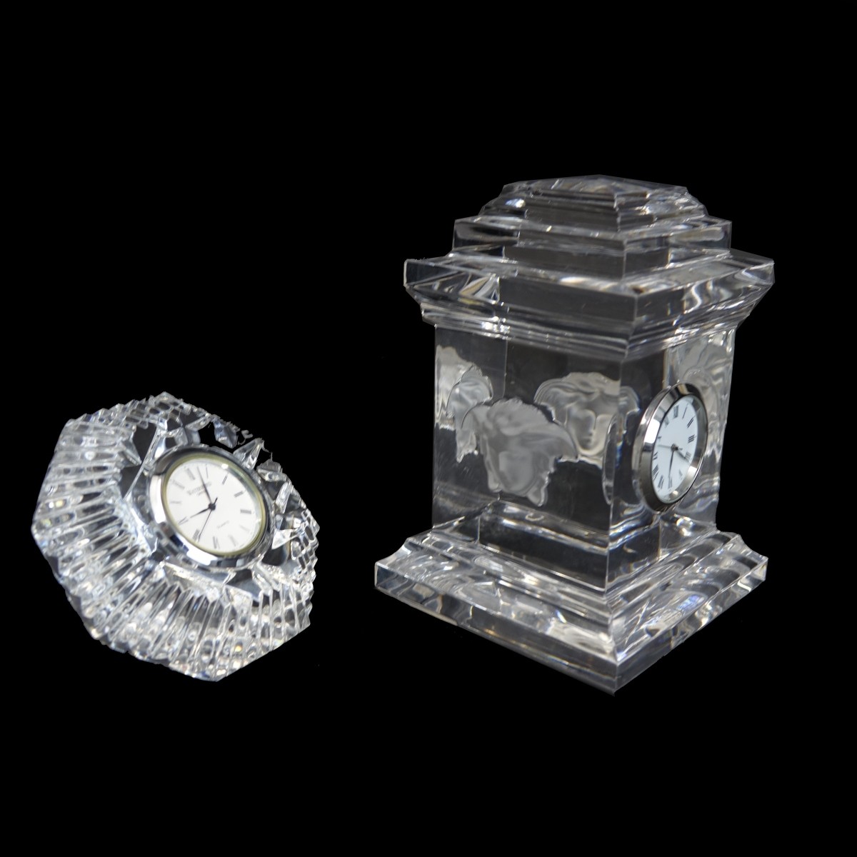 Two (2) Vintage Crystal Clocks