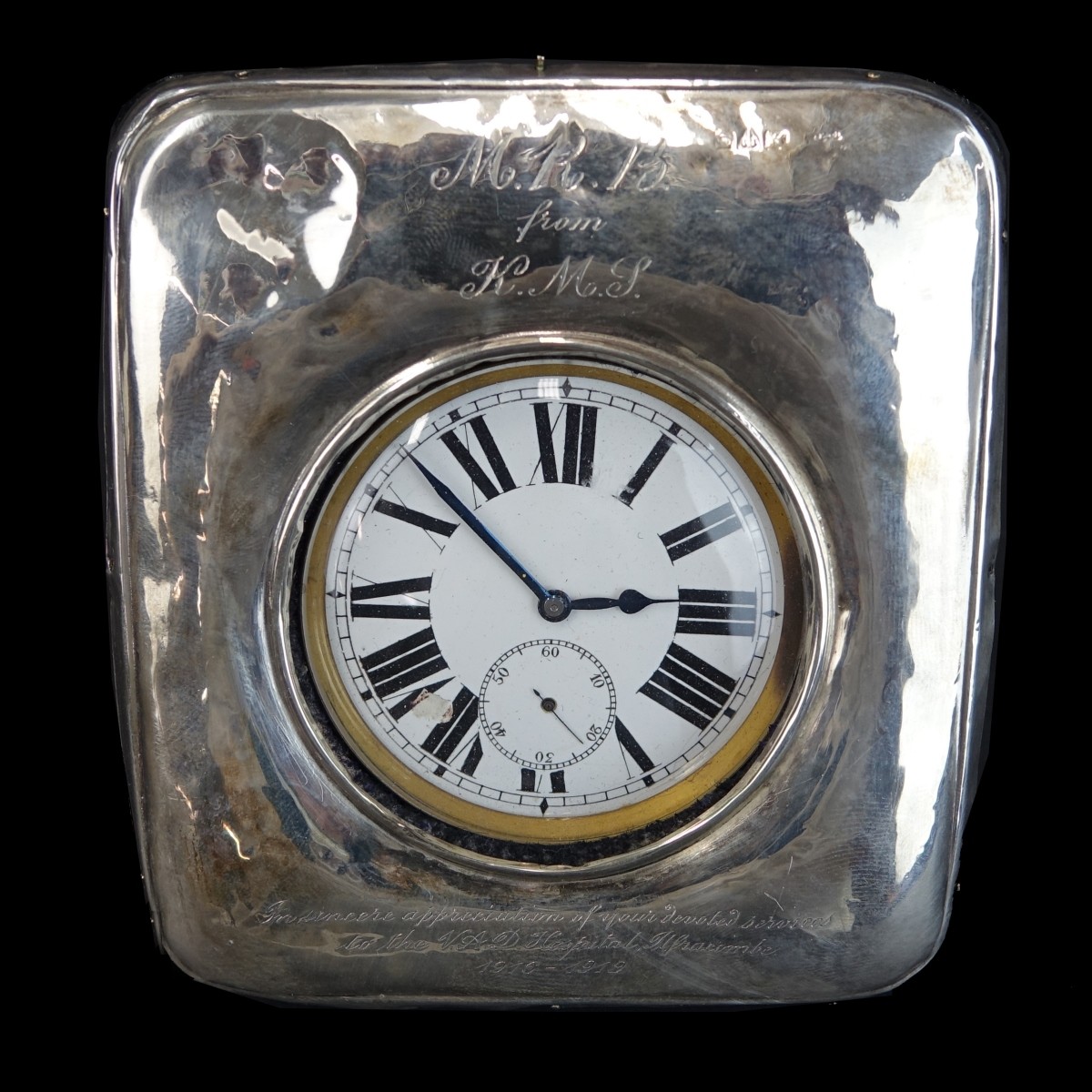 Vintage Continental 800 Silver Desk Clock