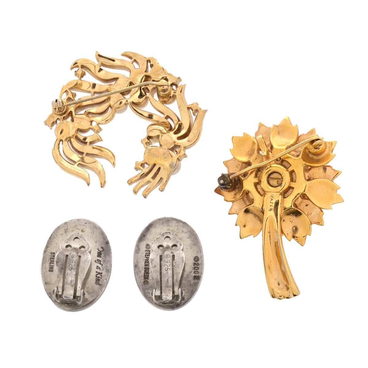 Earrings and Two Brooches