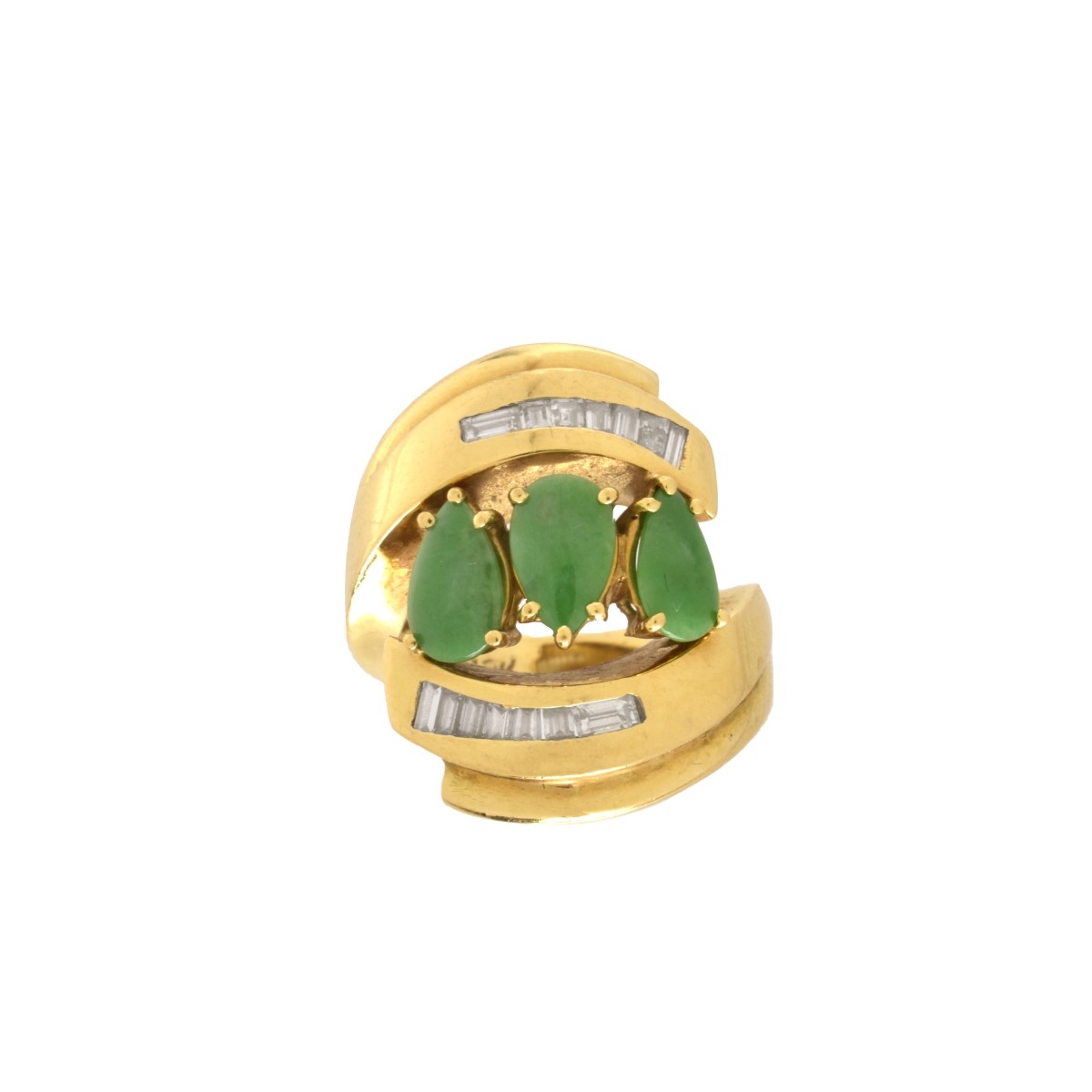 Vintage Jade, Diamond and 18K Gold Ring