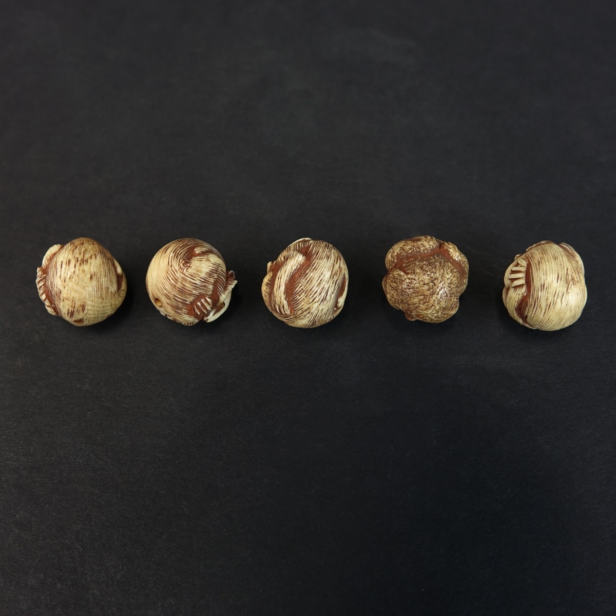 Five (5) Antique Japanese Ojime Beads