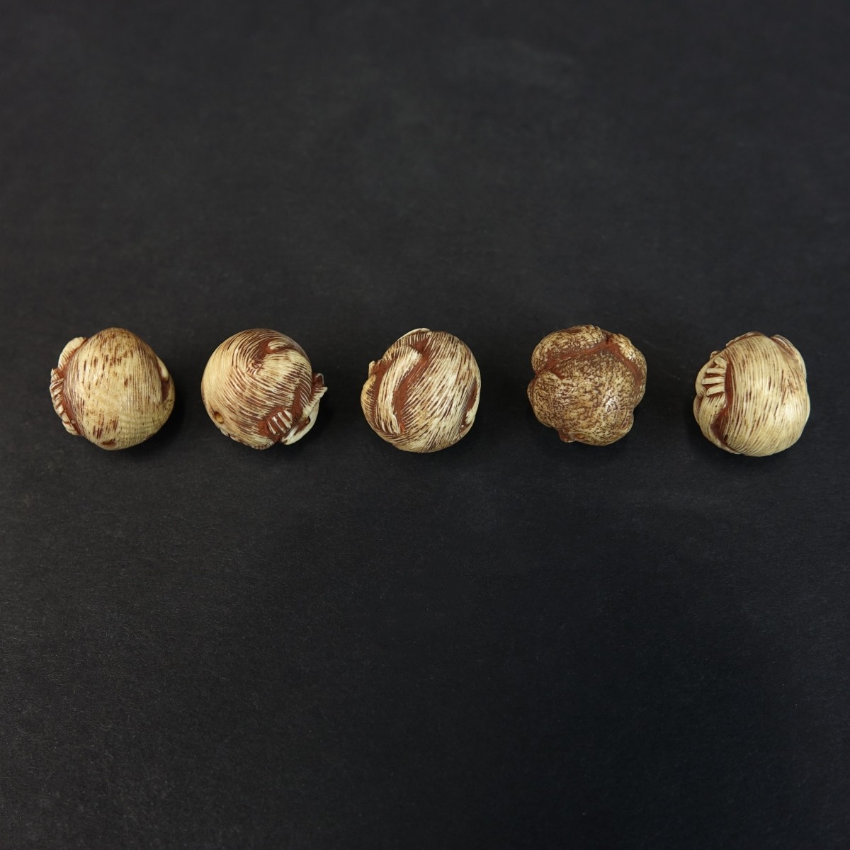 Five (5) Antique Japanese Ojime Beads