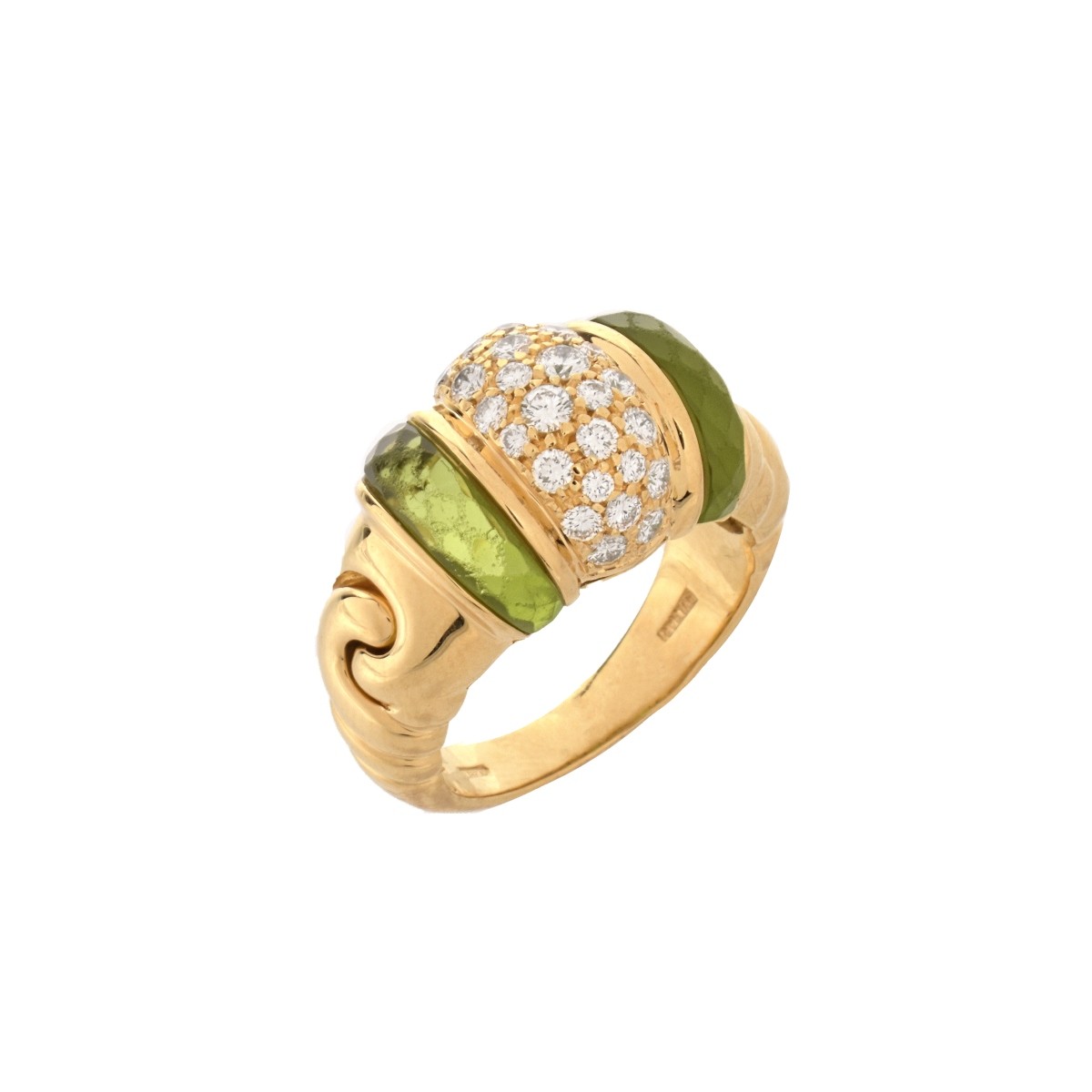 Bulgari Diamond, Peridot and 18K Ring