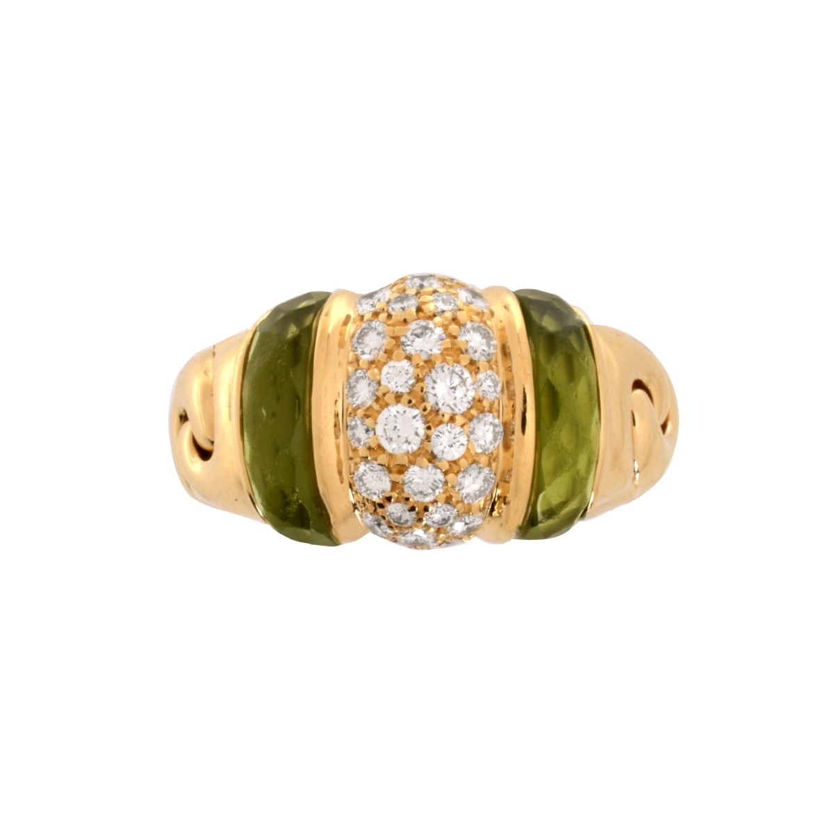 Bulgari Diamond, Peridot and 18K Ring