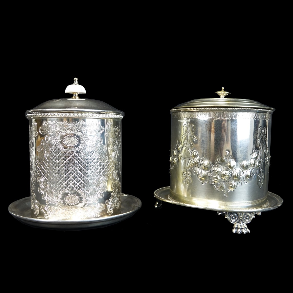 Two (2) English Silver Plated Tea Caddies