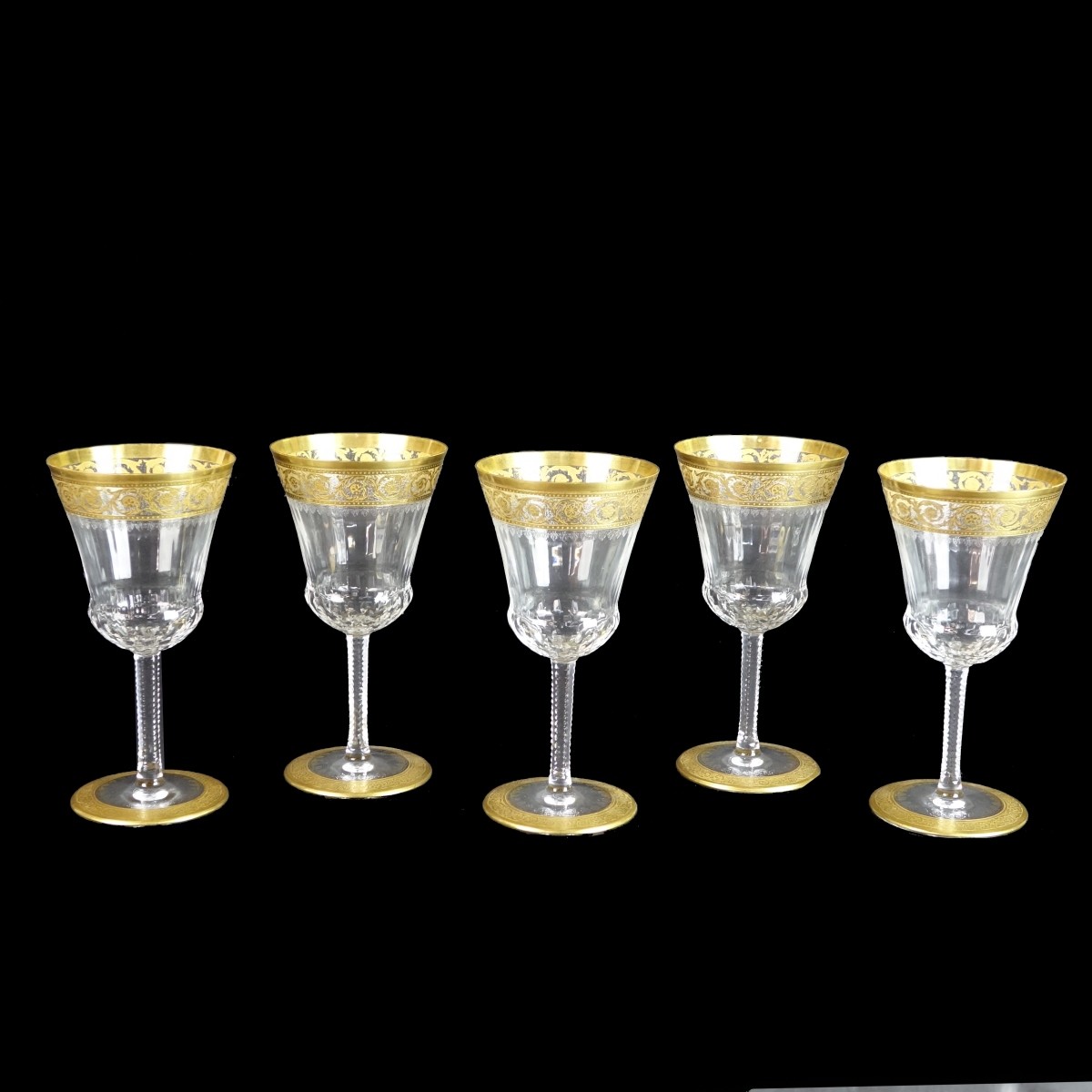 Five (5) Saint-Louis "Thistle Gold" Water Glasses