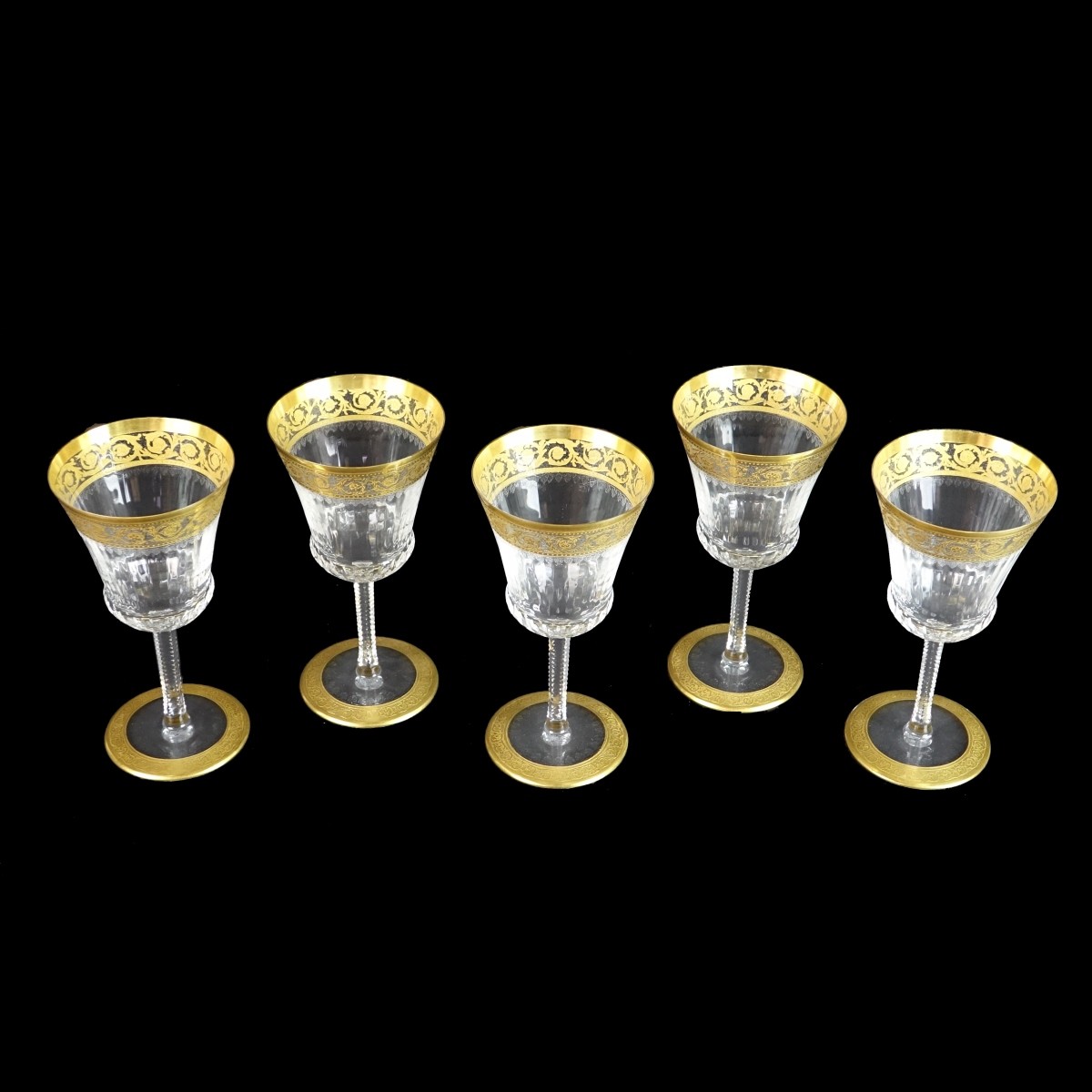 Five (5) Saint-Louis "Thistle Gold" Water Glasses