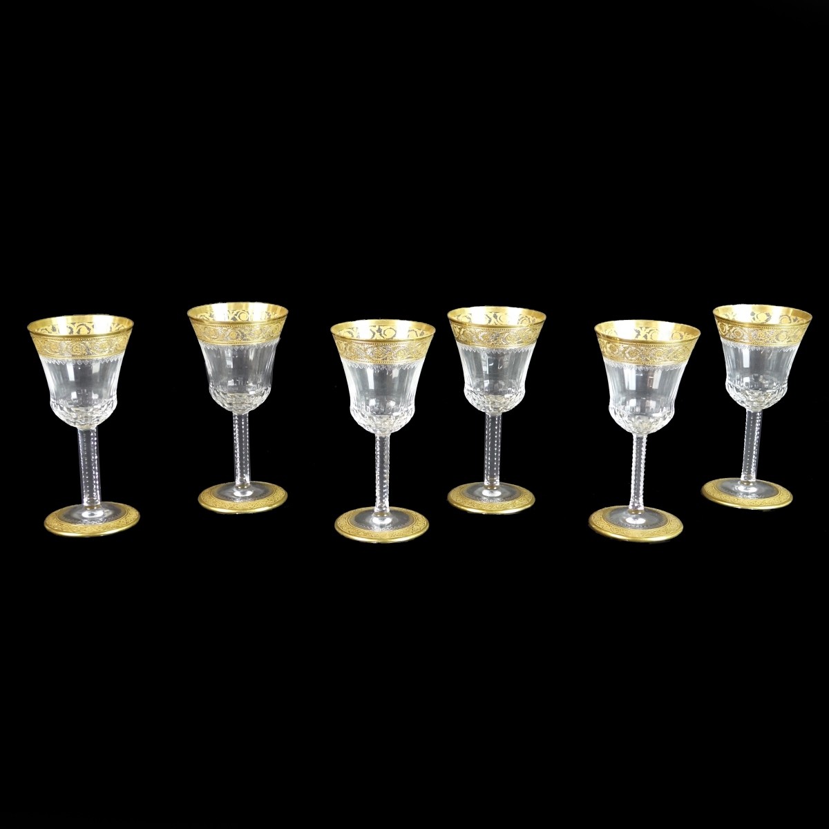 Six (6) Saint-Louis "Thistle Gold" Glasses