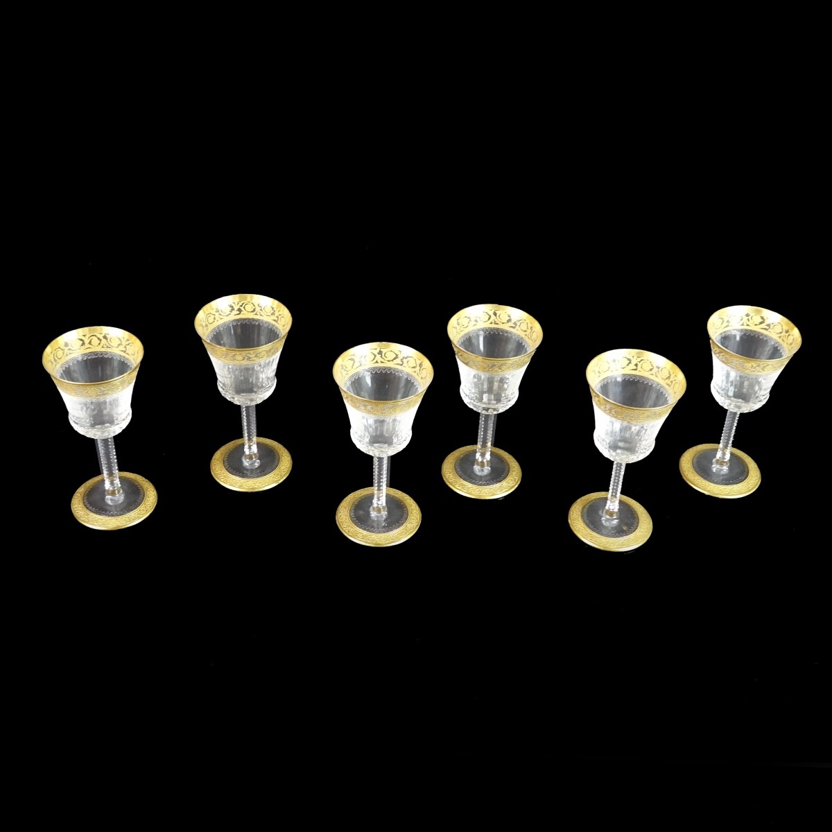 Six (6) Saint-Louis "Thistle Gold" Glasses