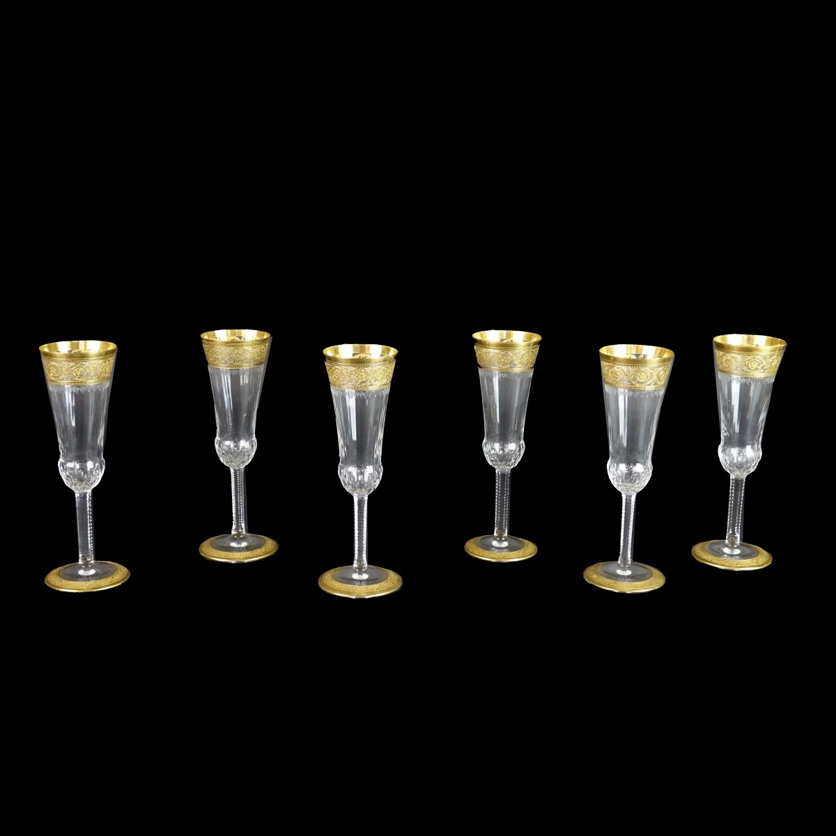 Six (6) Saint-Louis "Thistle" Champagne Flutes